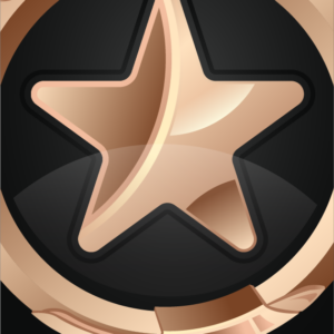 Bronze star emblem on dark background.