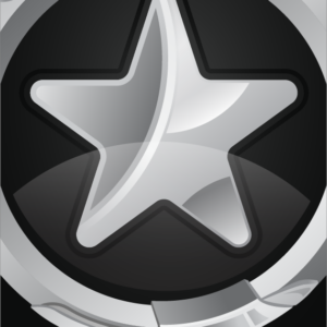 Metallic star on black background
